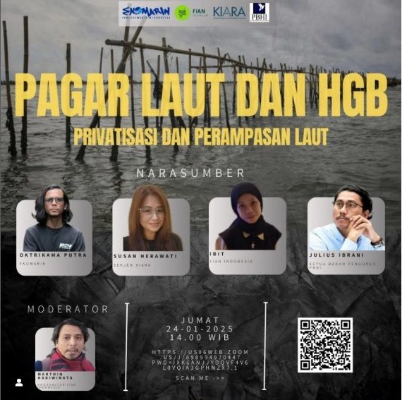 Diskusi public bertajuk “Pagar Laut dan HGB: Privatisasi dan Perampasan Laut”